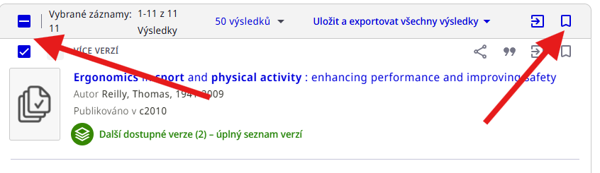 Přidání do uložených záznamů