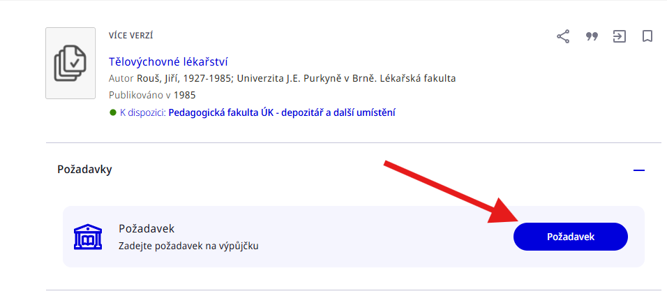 Požadavek na výpůjčku