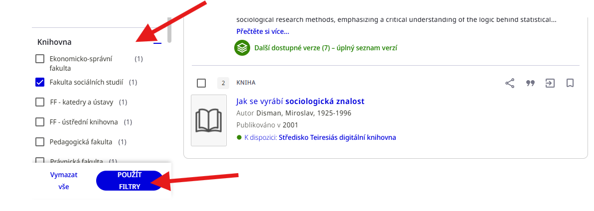 Potvrzení filtrů